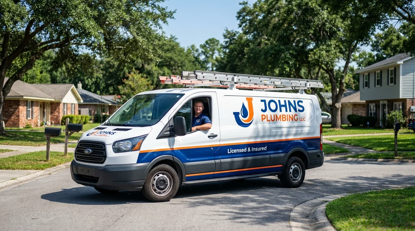 Johns Plumbing LLC service van in Sigourney, IA