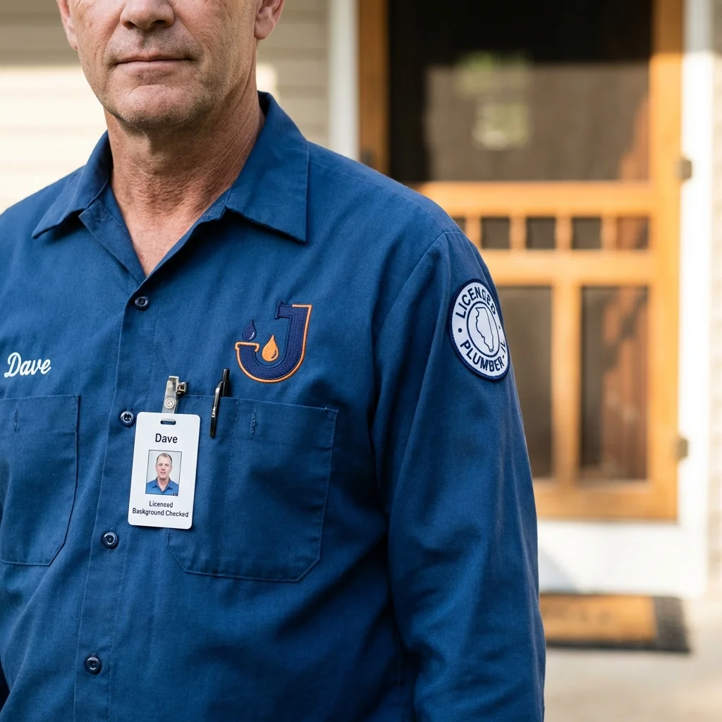 Licensed plumber showing ID badge in Sigourney, IA