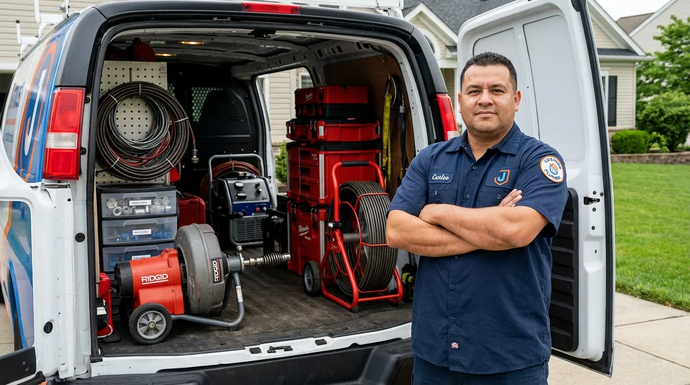Professional drain cleaning equipment and Johns Plumbing LLC plumber in Sigourney